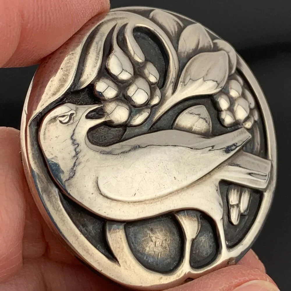 Georg Jensen Bird With Berries Sterling Silver #175 Brooch Denmark J904
